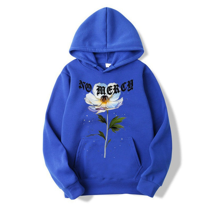 Kvinnors hoodie med blommigt tryck och framträdande text Mirla-Eva Jonsson