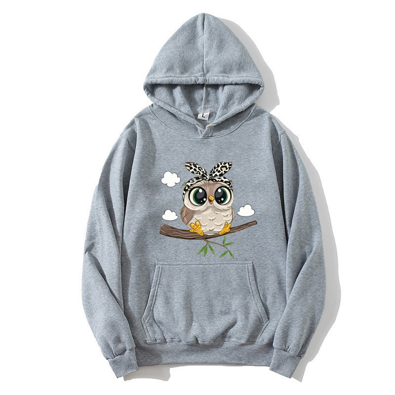 Kvinnors hoodie med charmig uggla motiv Mirla-Eva Jonsson