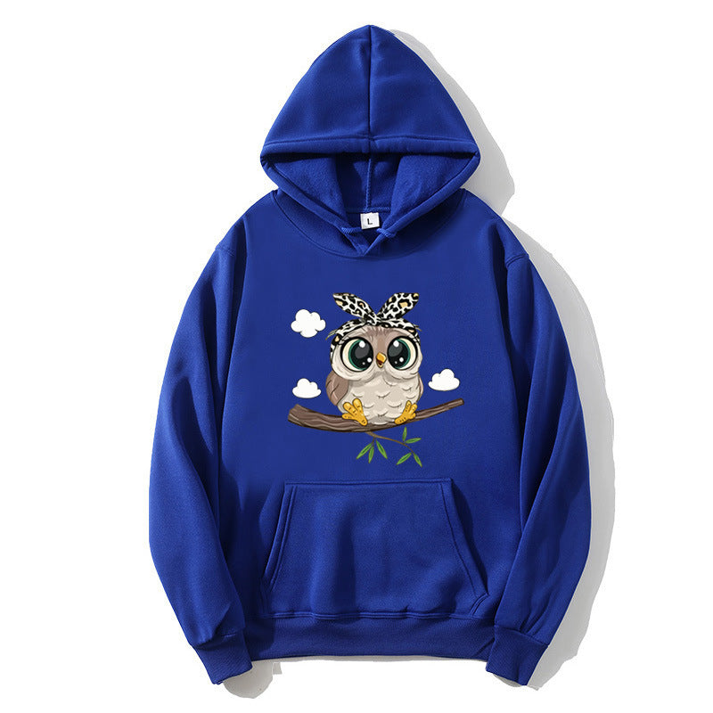 Kvinnors hoodie med charmig uggla motiv Mirla-Eva Jonsson