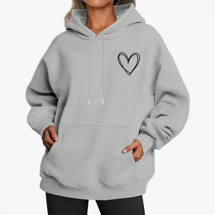 Kvinnors hoodie med coolt hjärtmotiv Mirla-Eva Jonsson