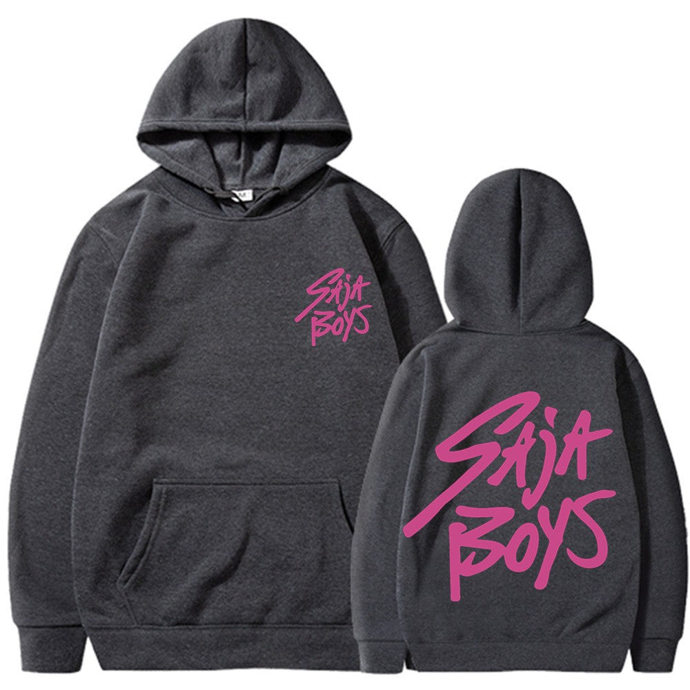 Kvinnors hoodie med distinkt bokstavering och känguruficka Mirla-Eva Jonsson