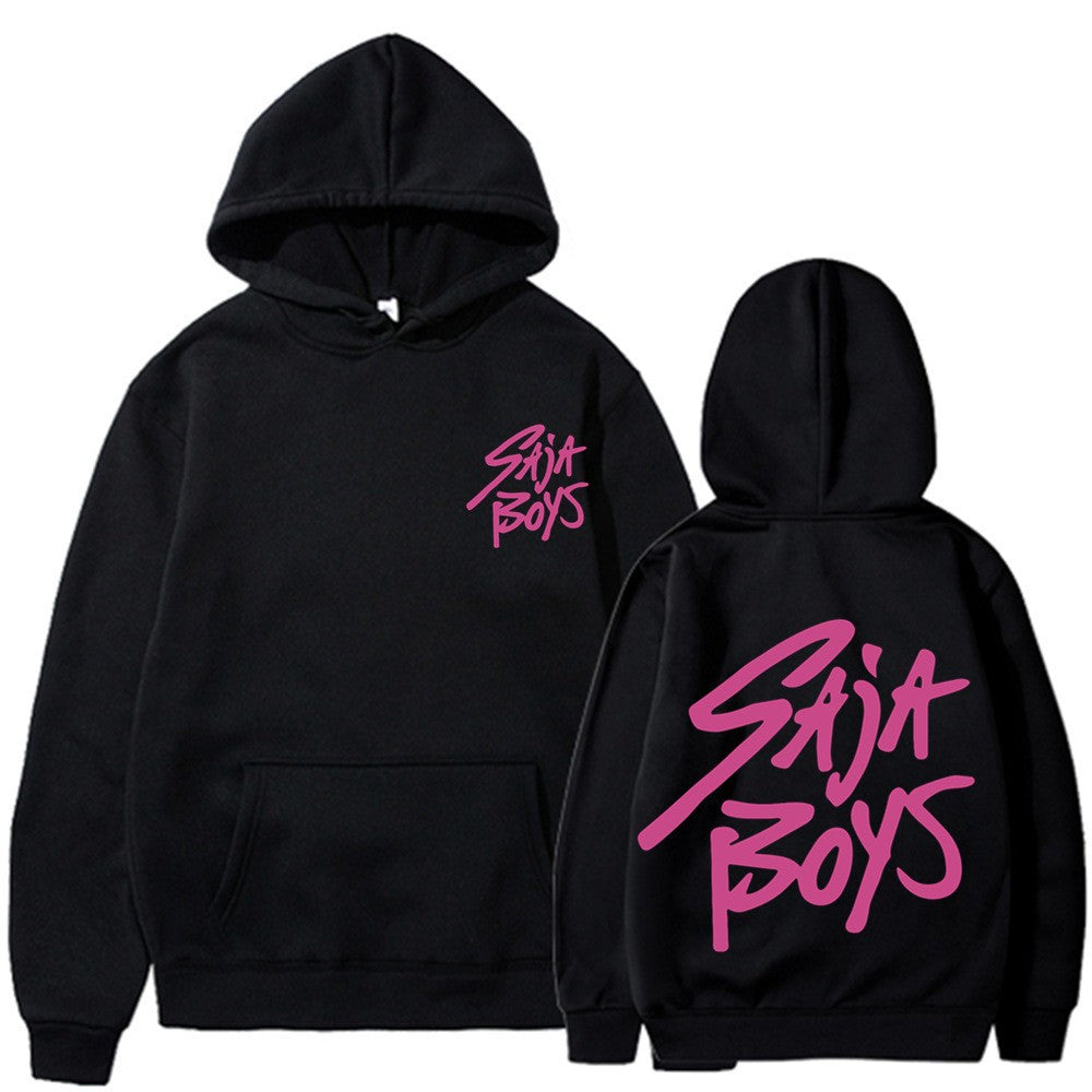 Kvinnors hoodie med distinkt bokstavering och känguruficka Mirla-Eva Jonsson