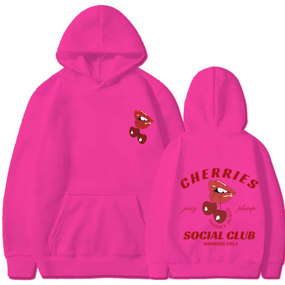 Kvinnors hoodie med exklusiv körsbärsdesign Mirla-Eva Jonsson
