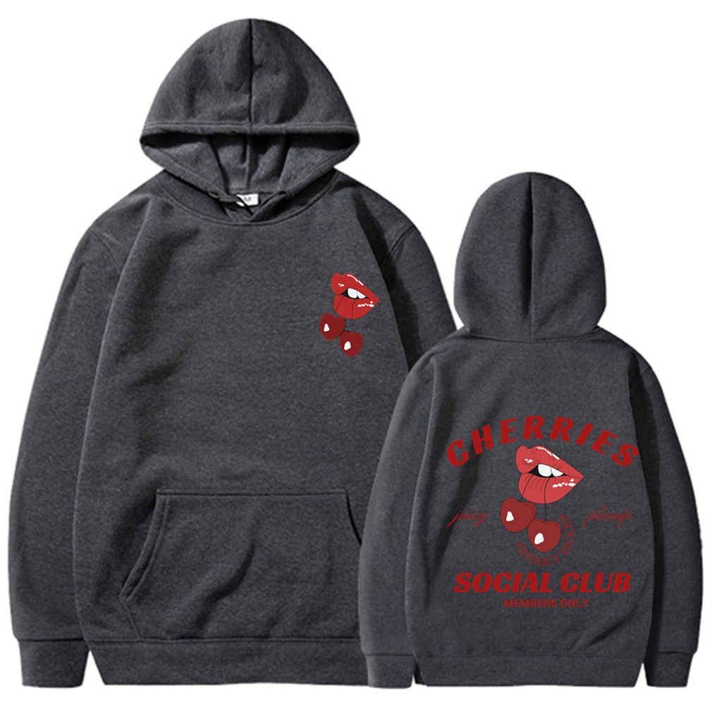 Kvinnors hoodie med exklusiv körsbärsdesign Mirla-Eva Jonsson