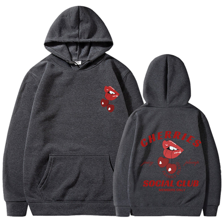 Kvinnors hoodie med exklusiv körsbärsdesign Mirla-Eva Jonsson