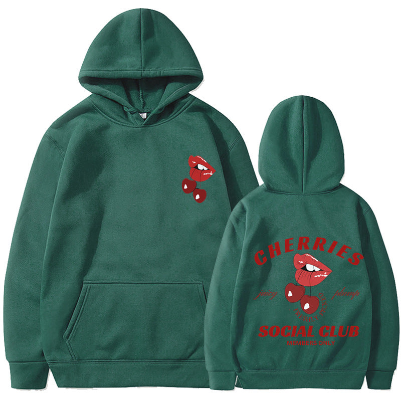 Kvinnors hoodie med exklusiv körsbärsdesign Mirla-Eva Jonsson