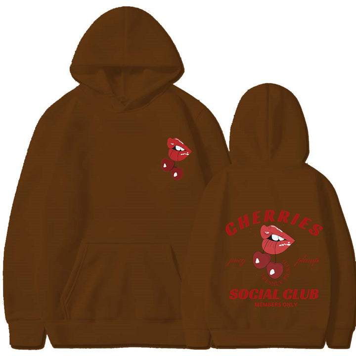 Kvinnors hoodie med exklusiv körsbärsdesign Mirla-Eva Jonsson