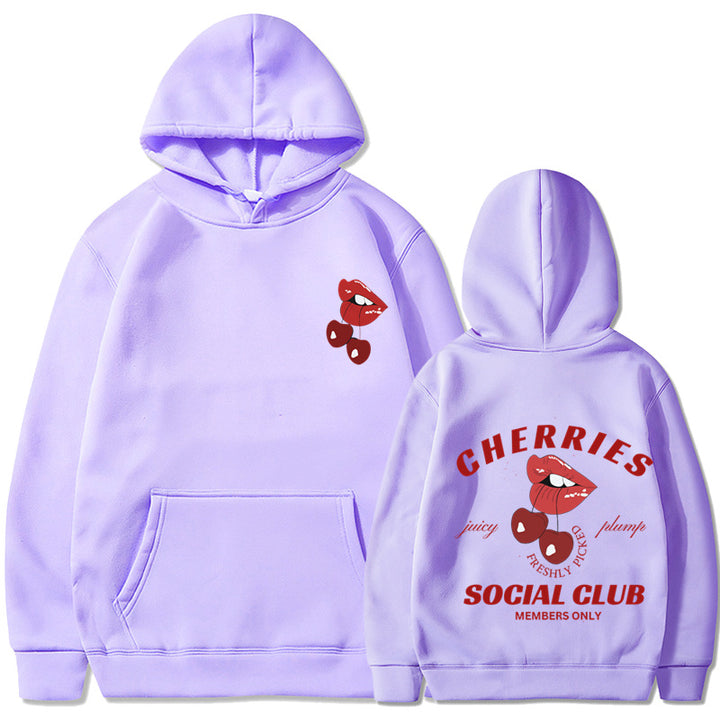 Kvinnors hoodie med exklusiv körsbärsdesign Mirla-Eva Jonsson