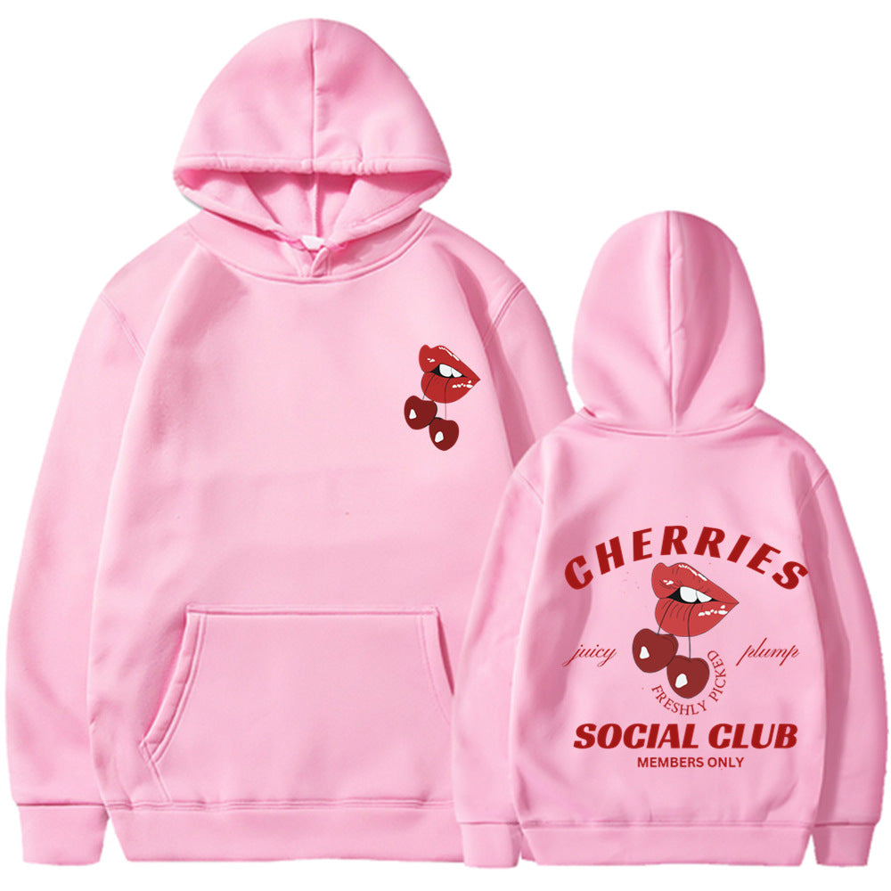 Kvinnors hoodie med exklusiv körsbärsdesign Mirla-Eva Jonsson