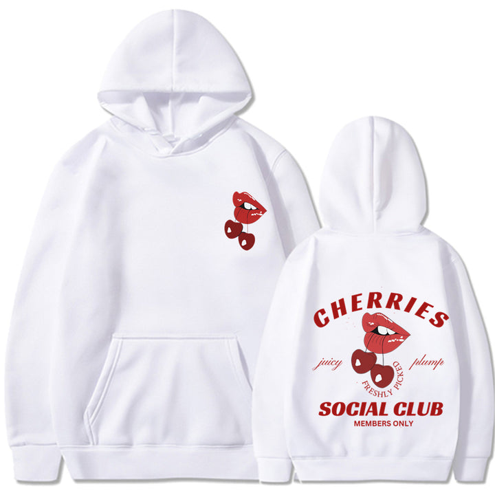 Kvinnors hoodie med exklusiv körsbärsdesign Mirla-Eva Jonsson