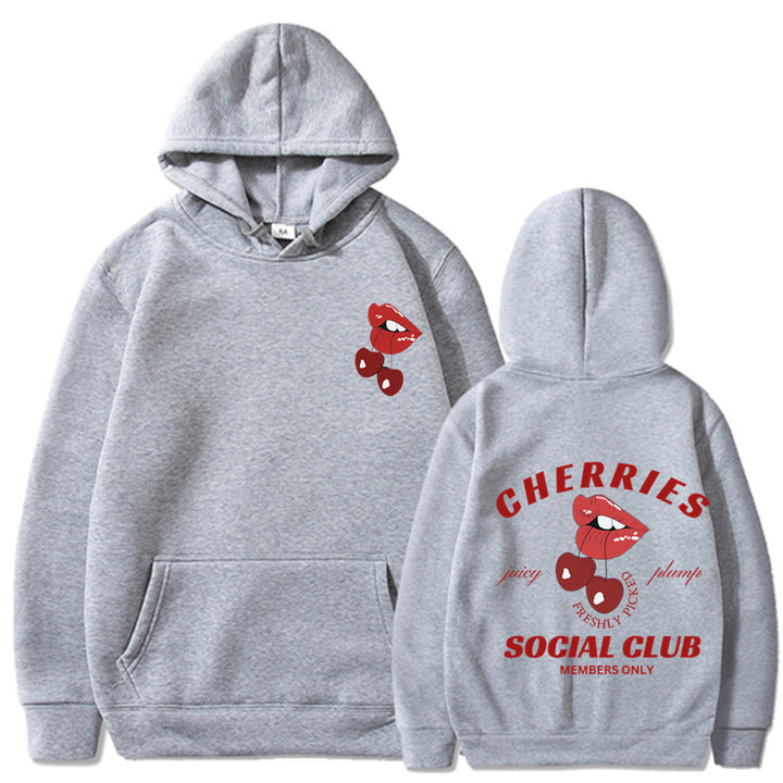 Kvinnors hoodie med exklusiv körsbärsdesign Mirla-Eva Jonsson