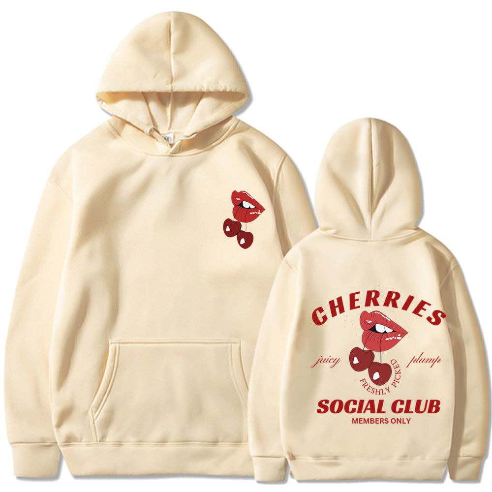 Kvinnors hoodie med exklusiv körsbärsdesign Mirla-Eva Jonsson