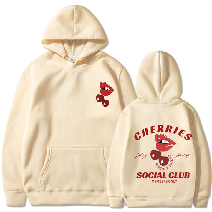 Kvinnors hoodie med exklusiv körsbärsdesign Mirla-Eva Jonsson
