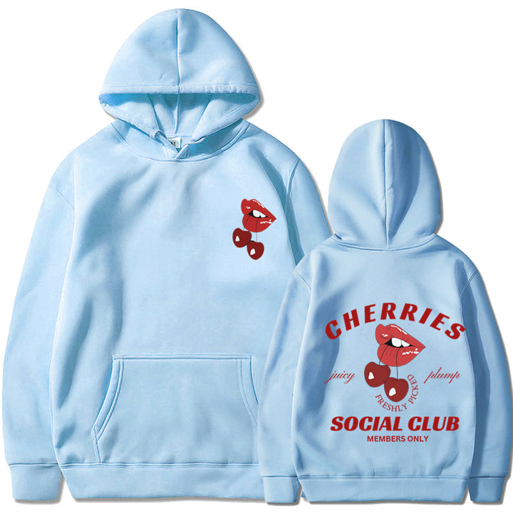 Kvinnors hoodie med exklusiv körsbärsdesign Mirla-Eva Jonsson