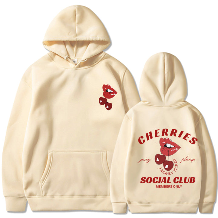 Kvinnors hoodie med exklusiv körsbärsdesign Mirla-Eva Jonsson
