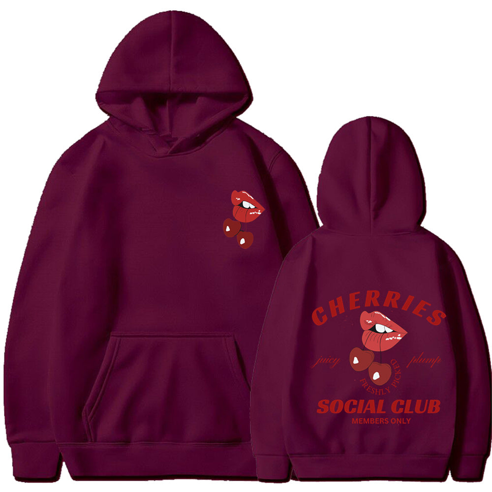 Kvinnors hoodie med exklusiv körsbärsdesign Mirla-Eva Jonsson