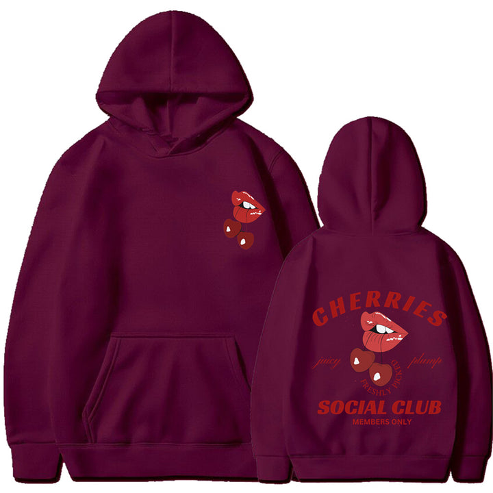 Kvinnors hoodie med exklusiv körsbärsdesign Mirla-Eva Jonsson