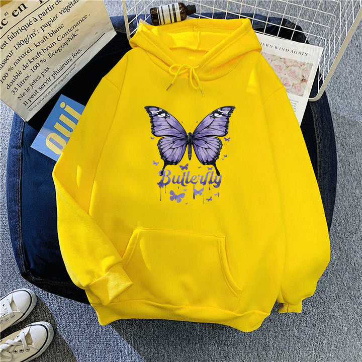 Kvinnors hoodie med färgglatt fjärilsmotiv Mirla-Eva Jonsson