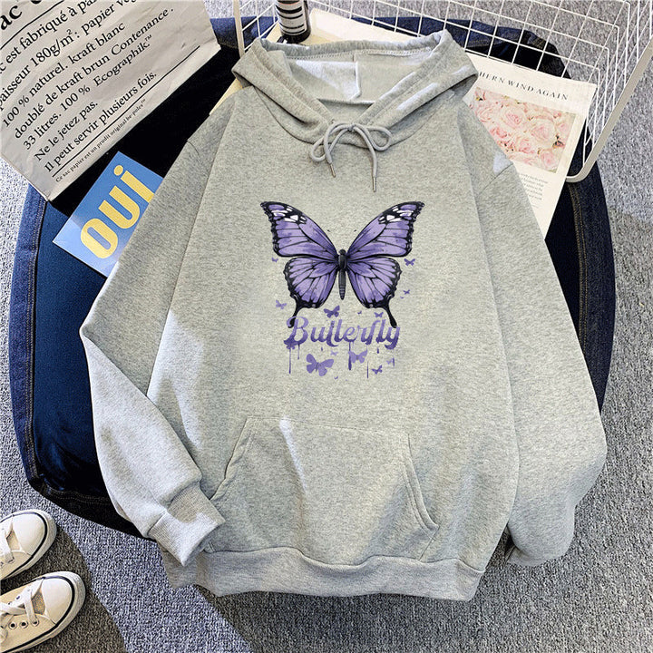 Kvinnors hoodie med färgglatt fjärilsmotiv Mirla-Eva Jonsson