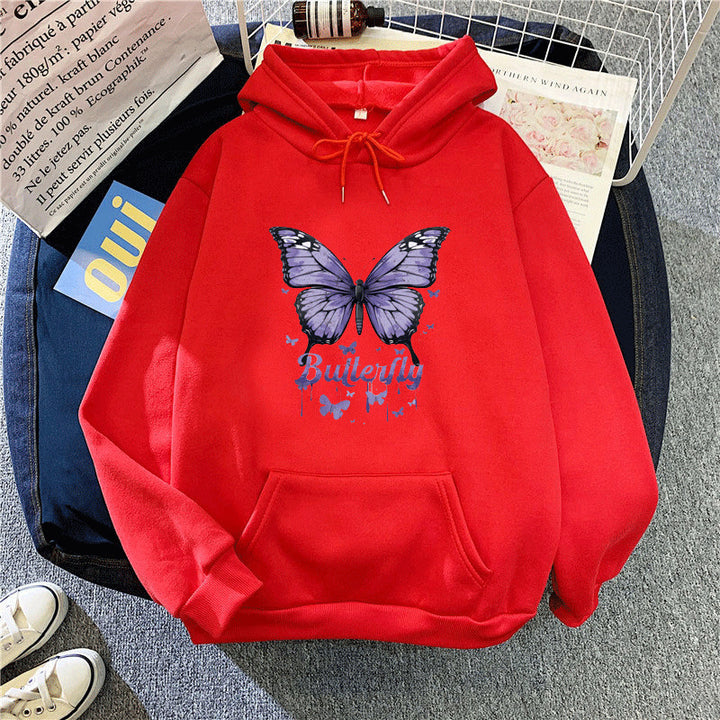 Kvinnors hoodie med färgglatt fjärilsmotiv Mirla-Eva Jonsson