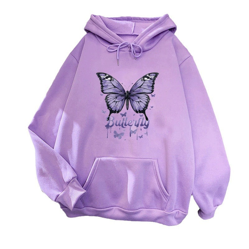 Kvinnors hoodie med färgglatt fjärilsmotiv Mirla-Eva Jonsson