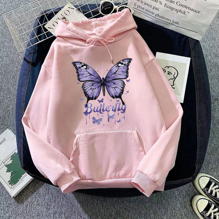 Kvinnors hoodie med färgglatt fjärilsmotiv Mirla-Eva Jonsson