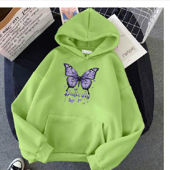 Kvinnors hoodie med färgglatt fjärilsmotiv Mirla-Eva Jonsson