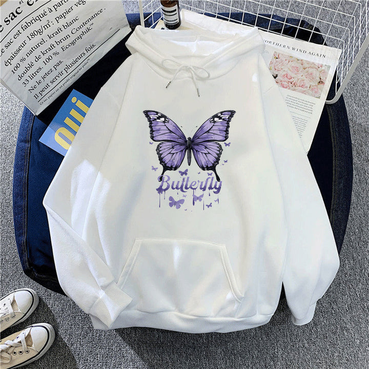 Kvinnors hoodie med färgglatt fjärilsmotiv Mirla-Eva Jonsson
