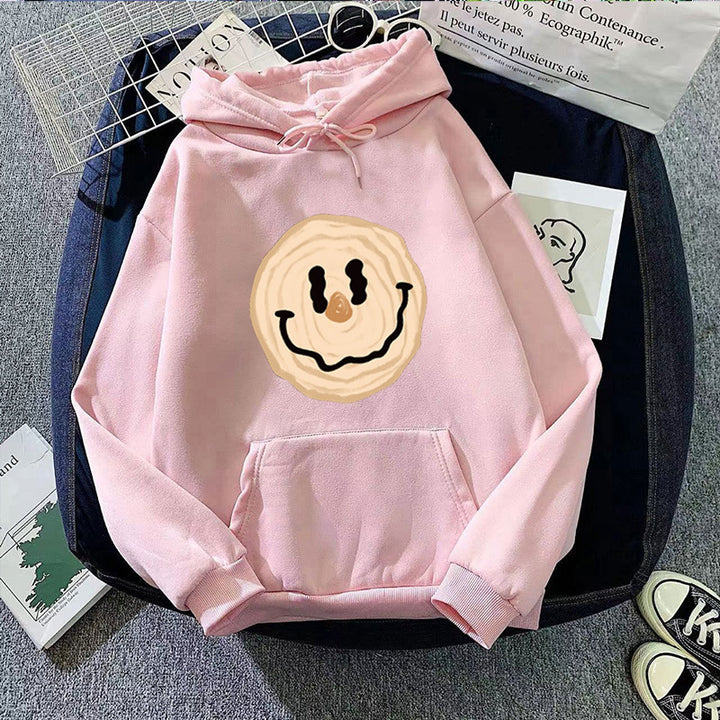 Kvinnors hoodie med glad leende motiv Mirla-Eva Jonsson