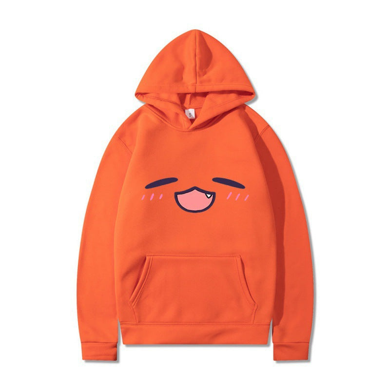Kvinnors hoodie med glad tecknad ansikte och bekväm passform Mirla-Eva Jonsson