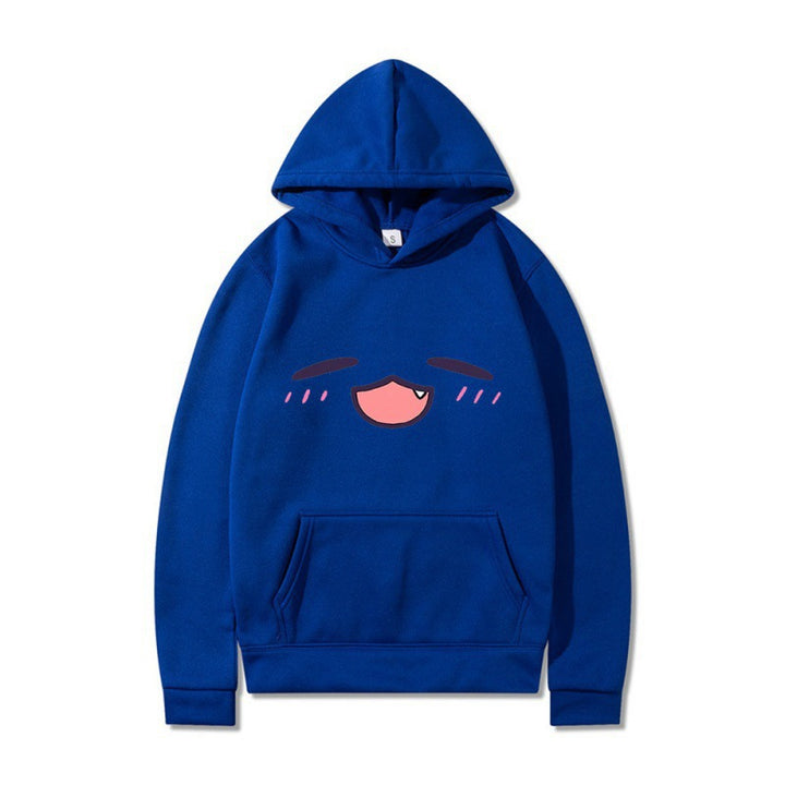 Kvinnors hoodie med glad tecknad ansikte och bekväm passform Mirla-Eva Jonsson