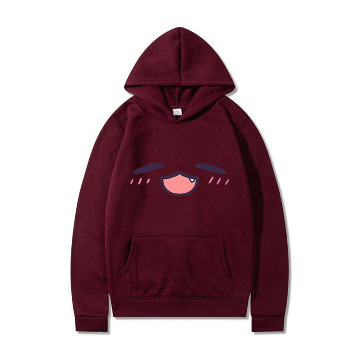 Kvinnors hoodie med glad tecknad ansikte och bekväm passform Mirla-Eva Jonsson