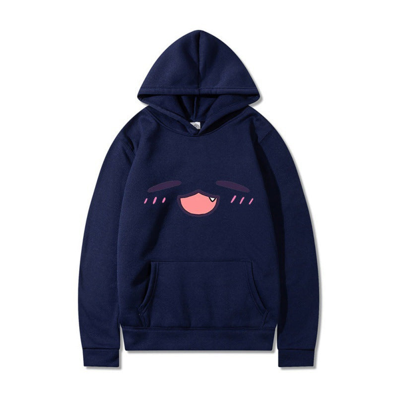 Kvinnors hoodie med glad tecknad ansikte och bekväm passform Mirla-Eva Jonsson