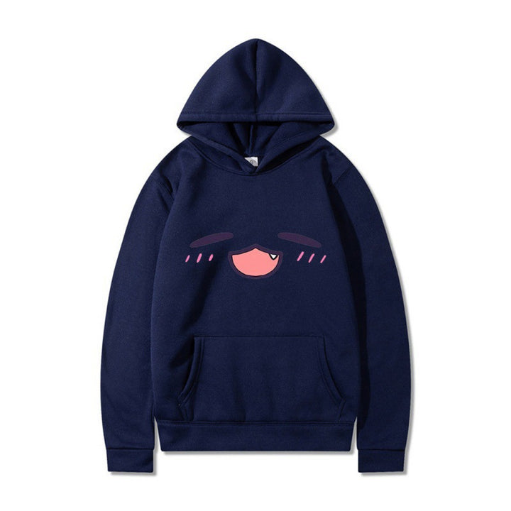 Kvinnors hoodie med glad tecknad ansikte och bekväm passform Mirla-Eva Jonsson