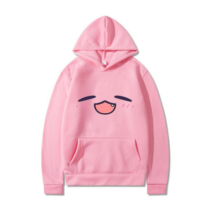 Kvinnors hoodie med glad tecknad ansikte och bekväm passform Mirla-Eva Jonsson