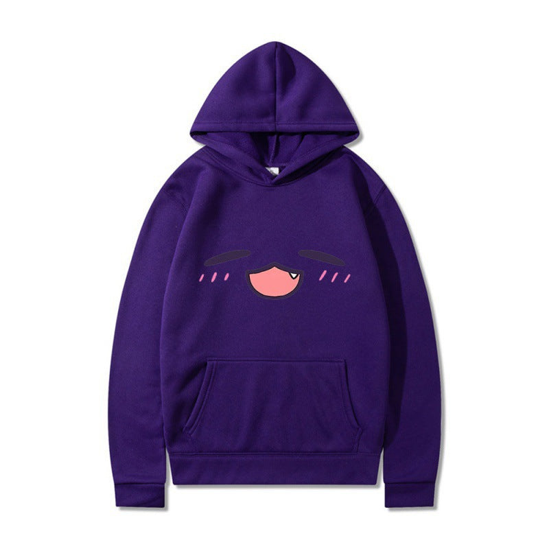 Kvinnors hoodie med glad tecknad ansikte och bekväm passform Mirla-Eva Jonsson