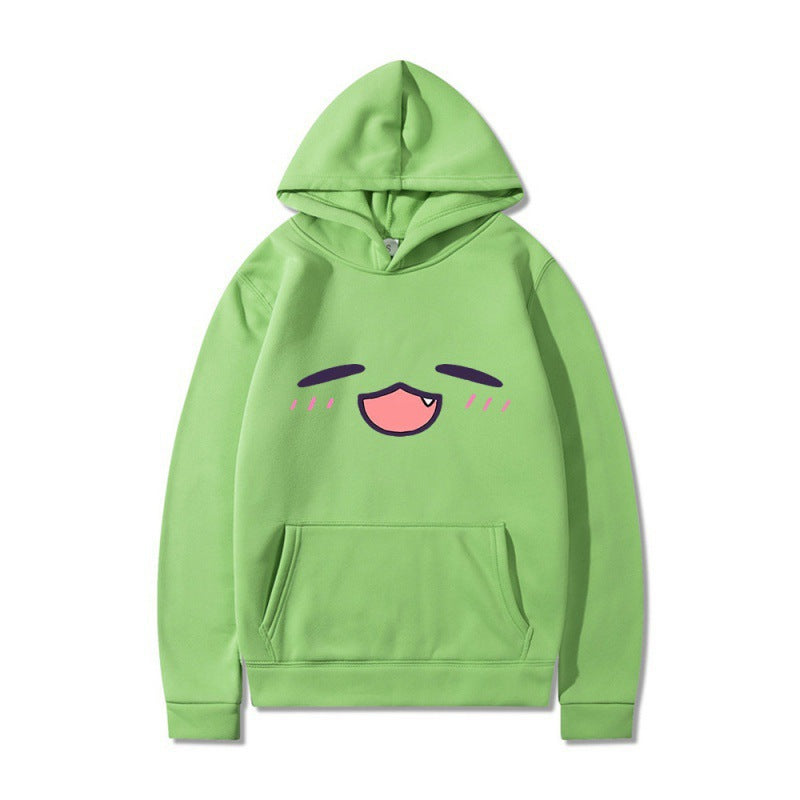 Kvinnors hoodie med glad tecknad ansikte och bekväm passform Mirla-Eva Jonsson
