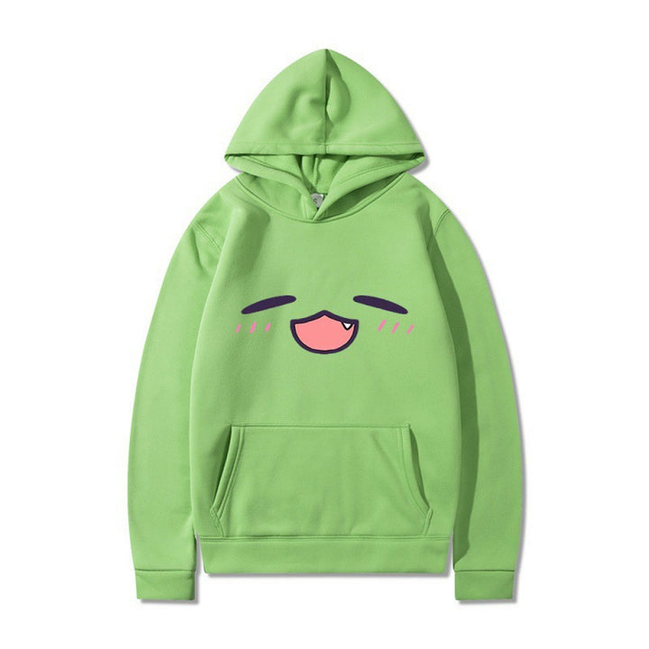 Kvinnors hoodie med glad tecknad ansikte och bekväm passform Mirla-Eva Jonsson