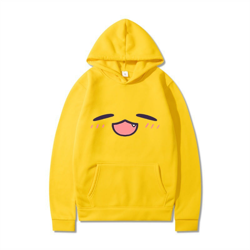 Kvinnors hoodie med glad tecknad ansikte och bekväm passform Mirla-Eva Jonsson