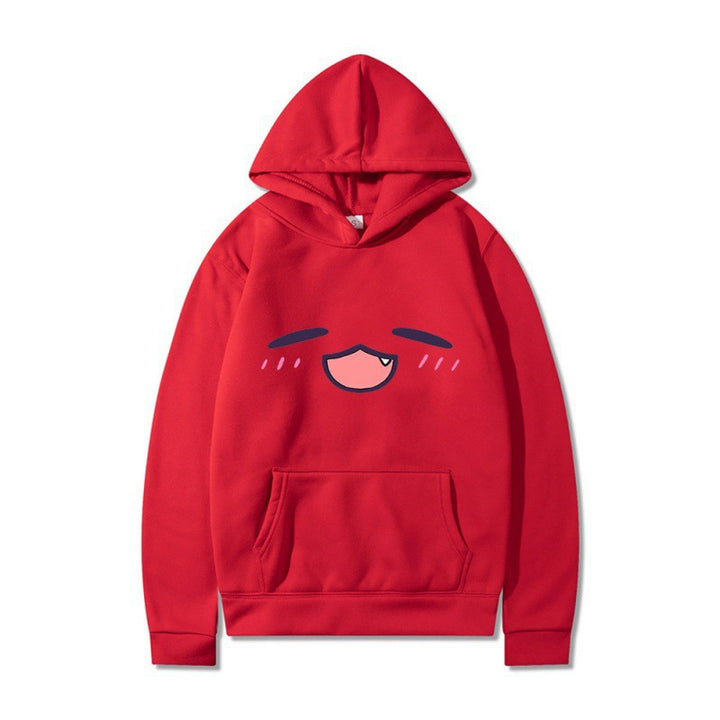 Kvinnors hoodie med glad tecknad ansikte och bekväm passform Mirla-Eva Jonsson