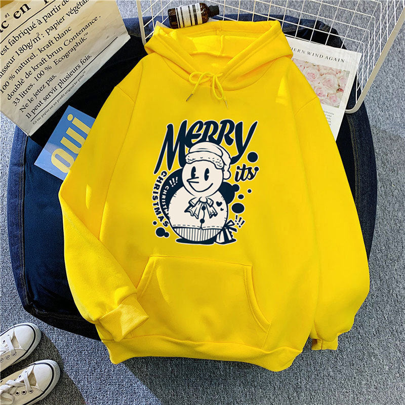 Kvinnors hoodie med glädjefyllt julmotiv Mirla-Eva Jonsson