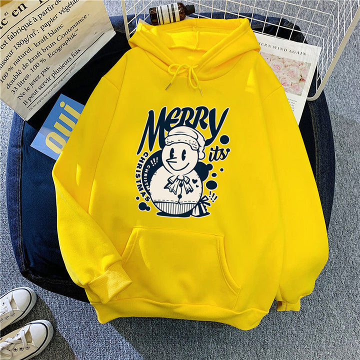 Kvinnors hoodie med glädjefyllt julmotiv Mirla-Eva Jonsson