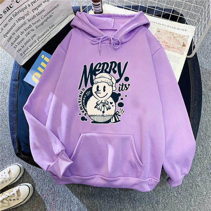 Kvinnors hoodie med glädjefyllt julmotiv Mirla-Eva Jonsson