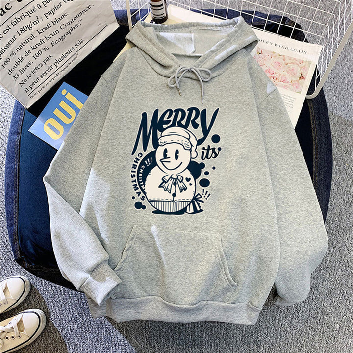 Kvinnors hoodie med glädjefyllt julmotiv Mirla-Eva Jonsson