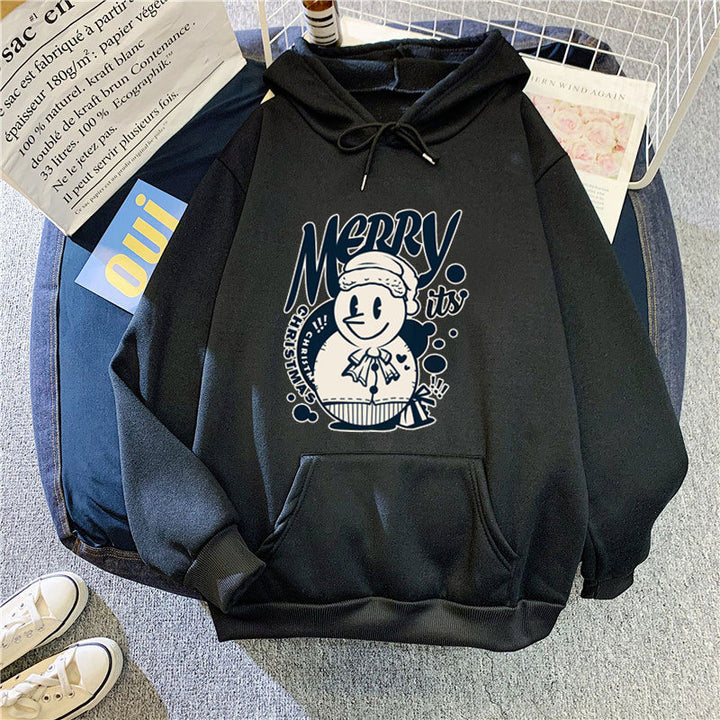 Kvinnors hoodie med glädjefyllt julmotiv Mirla-Eva Jonsson
