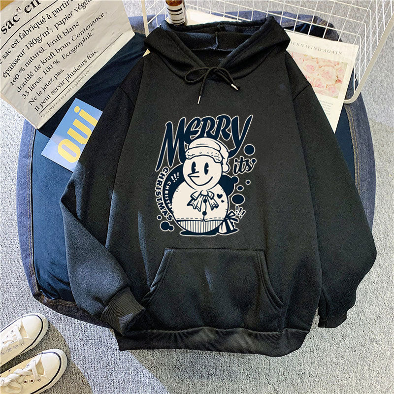 Kvinnors hoodie med glädjefyllt julmotiv Mirla-Eva Jonsson
