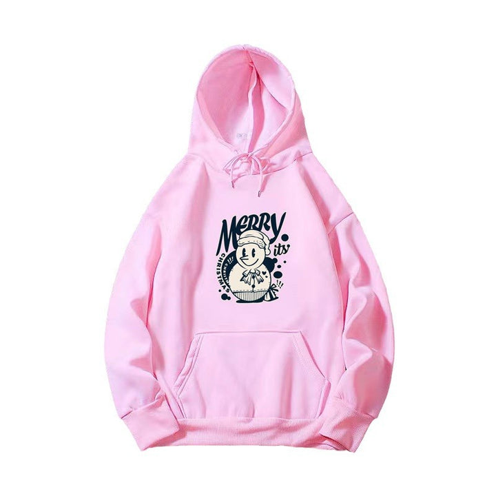 Kvinnors hoodie med glädjefyllt julmotiv Mirla-Eva Jonsson