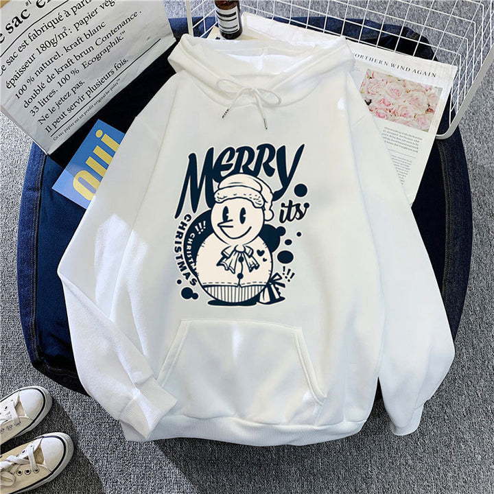 Kvinnors hoodie med glädjefyllt julmotiv Mirla-Eva Jonsson
