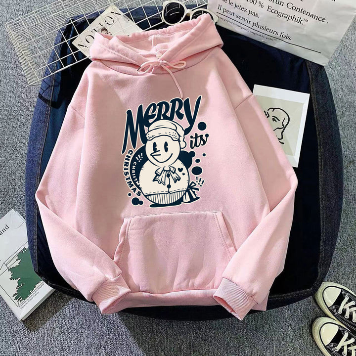 Kvinnors hoodie med glädjefyllt julmotiv Mirla-Eva Jonsson