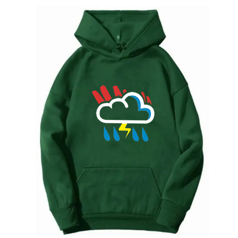Kvinnors hoodie med glädjefyllt vädermotiv Mirla-Eva Jonsson